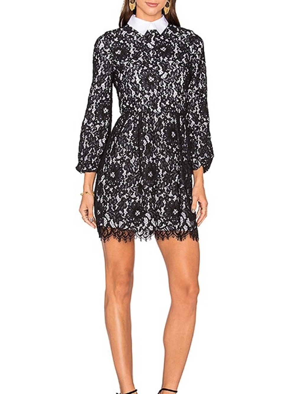 Alice + Olivia Terisa Fit & Flare Lace Dress in Black & White
